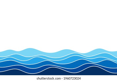 Blue wave ocean line flowing sea pattern background banner vector.