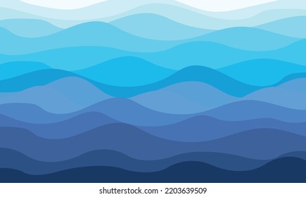 Blue Wave Ocean Line Pattren Background Vector With Illustration