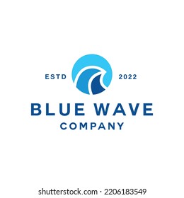Blue Wave Ocean Logo vector design graphic emblem