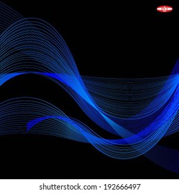 blue wave on black background vector