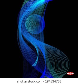 blue wave on black background vector