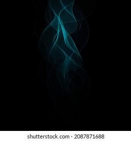 Blue wave on a black background. Design element.