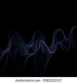 Blue wave on a black background. Abstract vector pattern.