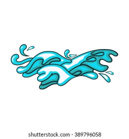 Blue wave on white background. Abstract vector illustration