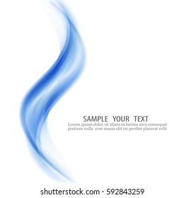 Blue wave on white background.Abstract background,design element.A wave of smoke.
