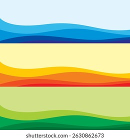 Ola azul, Ola naranja, Ola verde, Vector 