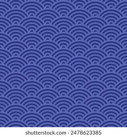 Blue Wave oriental seamless pattern background fabric and wallpaper 