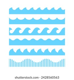 Vector de ornamento de onda azul aislado sobre fondo blanco