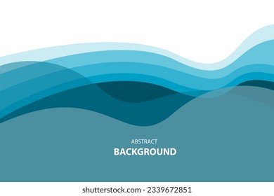 Blue wave overlapping vector background. design template