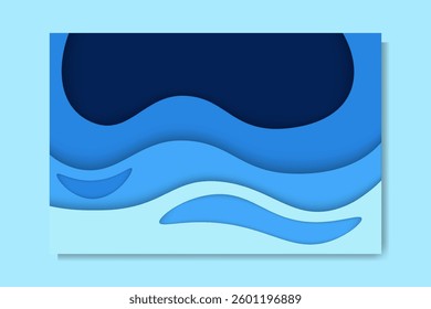 Blue Wave Papercut Background – Abstract Ocean Layered Design