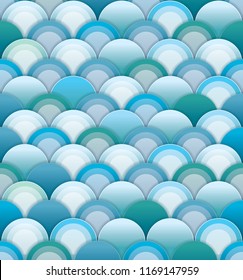 Blue wave papercut seamless wallpaper vector.