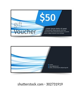 Blue wave pattern discount gift voucher abstract editable design layout template. Vector illustration