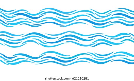 Blue wave patterns. Set of elements water.