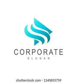 blue wave play button logo design template