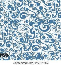 Blue Wave seamless on a white background. EPS illustration.