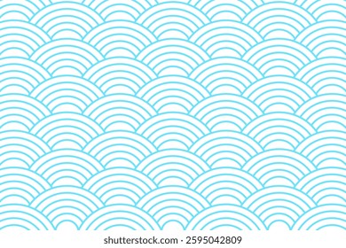 blue wave seamless pattern outline style
