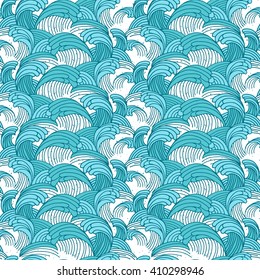 Blue Wave seamless pattern, vector illustration