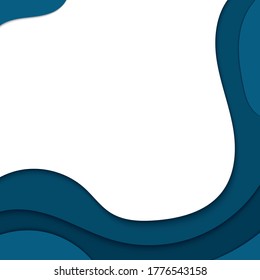 Blue wave shape background design with papercut style
