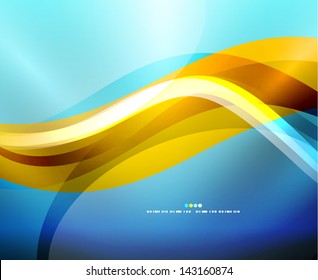 Blue wave shape business technology vector template