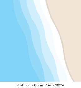 Blue wave shape & yellow beach summer concept template. Simple realistic flat graphic design style illustration for ui ux app web banner brochures posters, vector eps 10 isolated on blue background