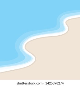 Blue wave shape & yellow beach summer concept element template. Simple realistic flat design style illustration for ui ux app web banner brochures posters, vector eps 10 isolated on blue background