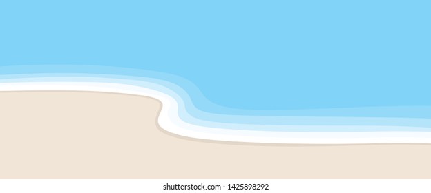 Blue wave shape & yellow beach summer concept element template. Simple realistic flat design style illustration for ui ux app web banner brochures posters, vector eps 10 isolated on blue background