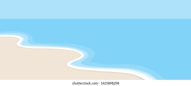 Blue wave shape & yellow beach summer concept element template. Simple realistic flat design style illustration for ui ux app web banner brochures posters, vector eps 10 isolated on blue background