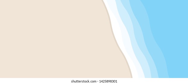 Blue wave shape & yellow beach summer concept element template. Simple realistic flat design style illustration for ui ux app web banner brochures posters, vector eps 10 isolated on blue background