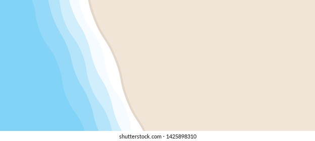Blue wave shape & yellow beach summer concept element template. Simple realistic flat design style illustration for ui ux app web banner brochures posters, vector eps 10 isolated on blue background