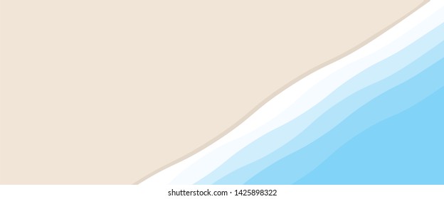 Blue wave shape & yellow beach summer concept element template. Simple realistic flat design style illustration for ui ux app web banner brochures posters, vector eps 10 isolated on blue background