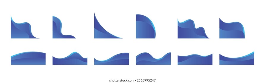 Blue Wave Shapes, Abstract Water Design Elements