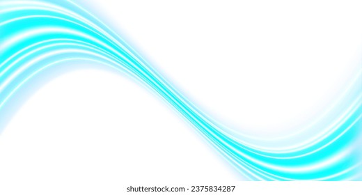 Ola azul que muestra una corriente de aire limpio y fresco. Modernas líneas onduladas en el fondo del aire. Aroma fresco. Ilustración vectorial.