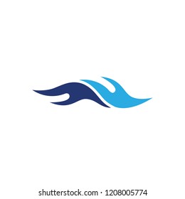 blue wave simple curves logo vector