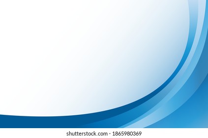 Blue wave smooth curve banner vector background with copy space for text.