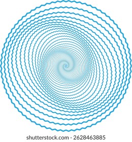 Blue Wave Spiral Optical Illusion – Abstract Circular Twisted Line Pattern

