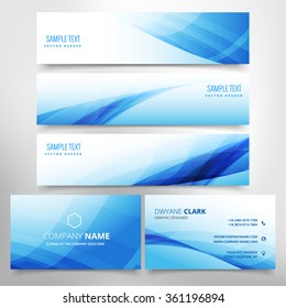 blue wave stationary set including business card and headers