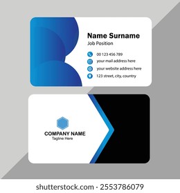 Blue wave stylish Business card template