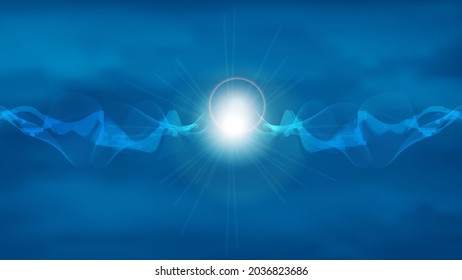 Blue wave sunburst abstract background