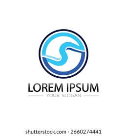 Blue wave swirl abstract logo design for modern aqua company or startup