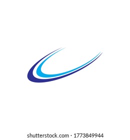 blue wave swoosh icon logo vector illustration
