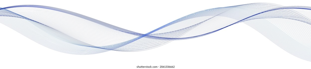 Blue wave swoosh isolated. Flowing sea water, air wind dynamic flowing swirl curve lines. Modern trendy design element for banner border decoration. Vector illustration on shite background.