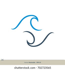 Blue Wave Swoosh Logo Template Illustration Design. Vector EPS 10.