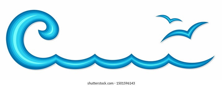 Blue wave symbol with seagulls.