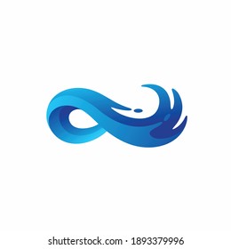logotipo de la plantilla de onda azul, logotipo del vector del mar