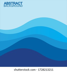 Blue wave vector abstract background flat design stock illustration