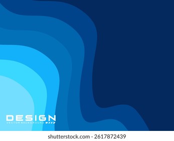 Blue wave vector abstract background flat design stock illustration. Geometric abstract background colorful gradient cyan and blue wave pattern background. Blue Wave Background.