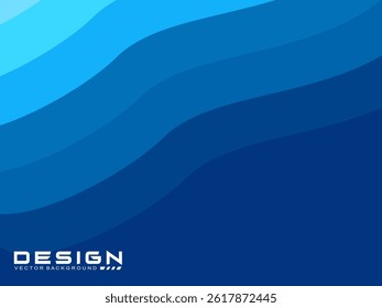 Blue wave vector abstract background flat design stock illustration. Geometric abstract background colorful gradient cyan and blue wave pattern background. Blue Wave Background.