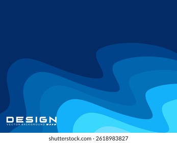 Blue wave vector abstract background flat design stock illustration. Geometric abstract background colorful gradient cyan and blue wave pattern background. Blue Wave Background.	
