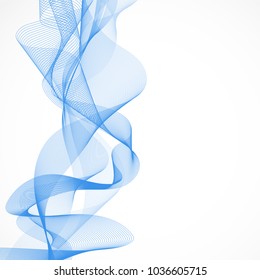 Blue wave vector background for business presentation, Brochure or flyer design. Blue smoke on white background. Vector illustration