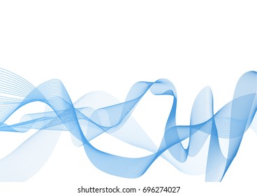 Blue wave vector background for business presentation, Brochure or flyer design. Blue smoke on white background. Vector illustration